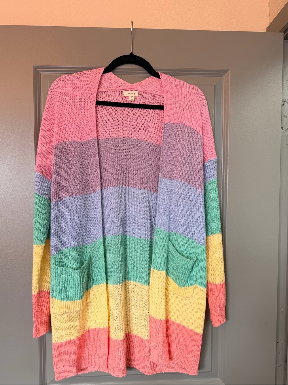 Debut Gently Cozy Striped Open-Front Cardigan - Pastel Multi